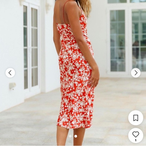 Hello Molly Red Floral Midi Dress - Picture 2 of 7